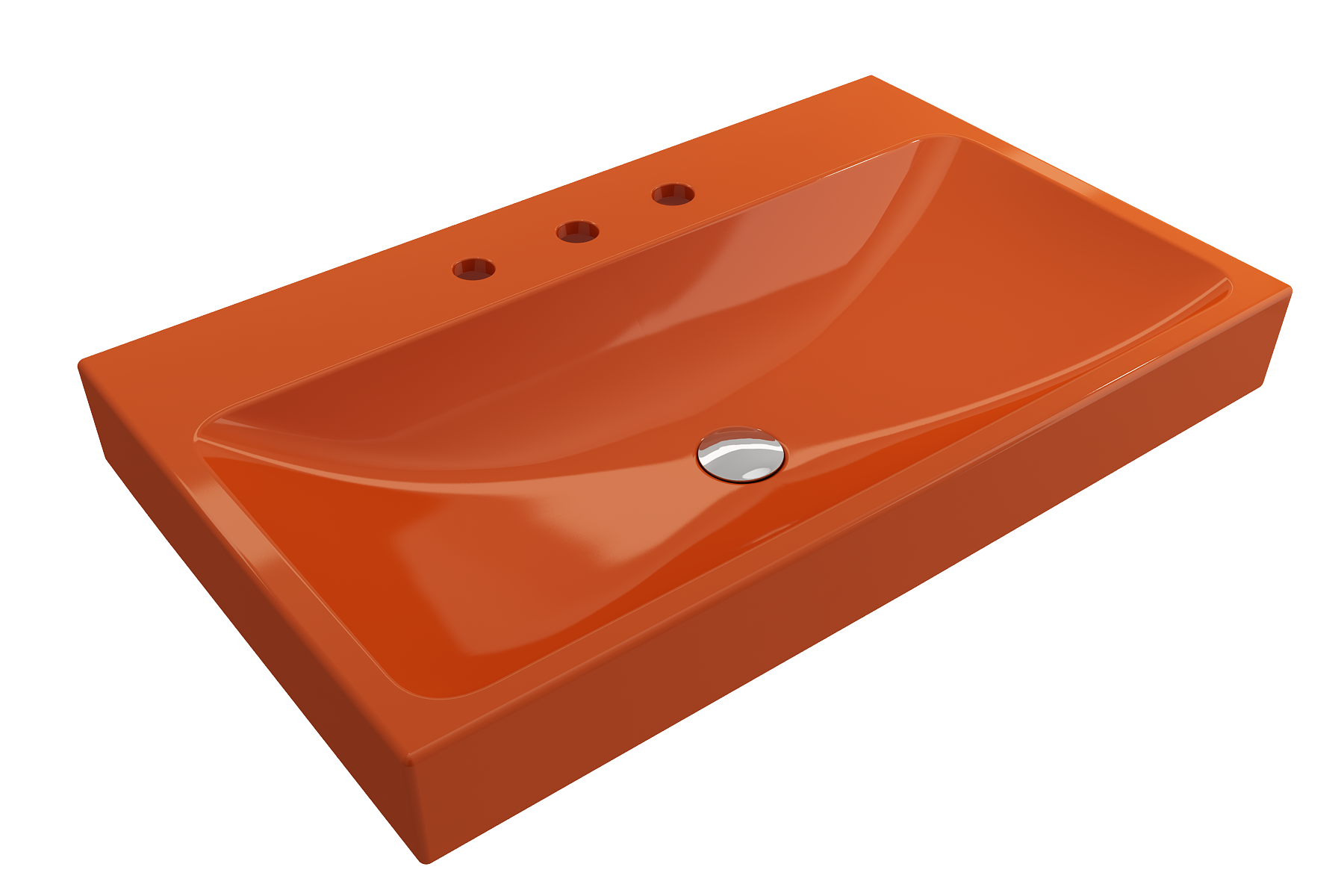 BOCCHI Scala 32" Rectangle Wallmount Fireclay Bathroom Sink, Orange, 3 Faucet Hole, 1078-012-0127