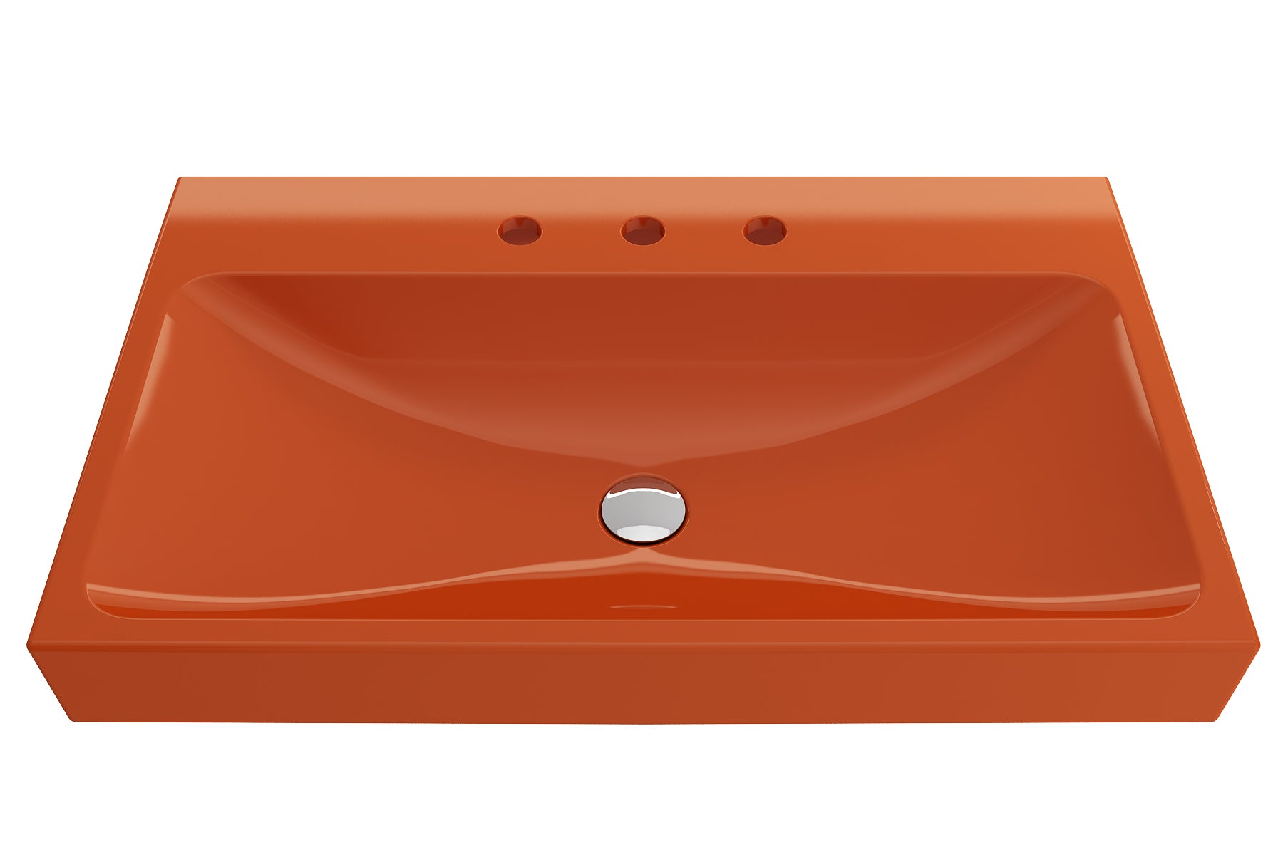 BOCCHI Scala 32" Rectangle Wallmount Fireclay Bathroom Sink, Orange, 3 Faucet Hole, 1078-012-0127