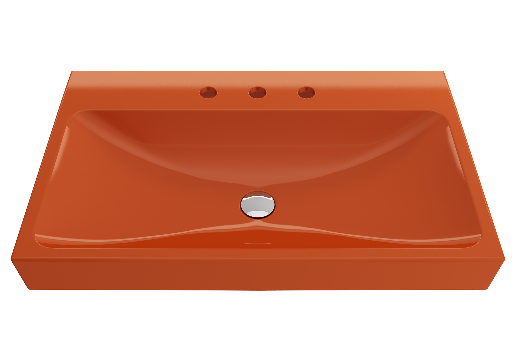 BOCCHI Scala 32" Rectangle Wallmount Fireclay Bathroom Sink, Orange, 3 Faucet Hole, 1078-012-0127