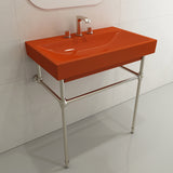 BOCCHI Scala 32" Rectangle Wallmount Fireclay Bathroom Sink, Orange, 3 Faucet Hole, 1078-012-0127
