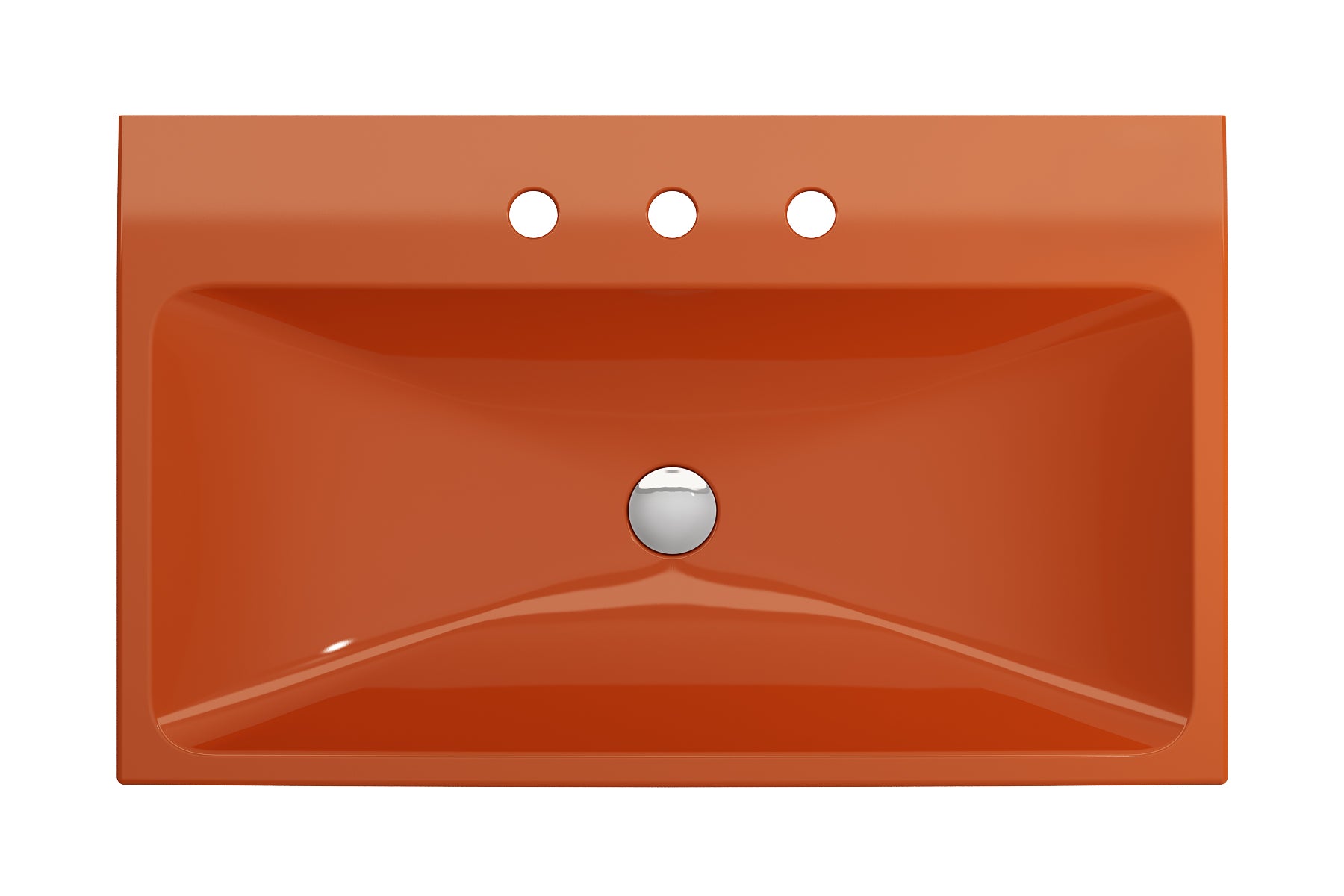 BOCCHI Scala 32" Rectangle Wallmount Fireclay Bathroom Sink, Orange, 3 Faucet Hole, 1078-012-0127