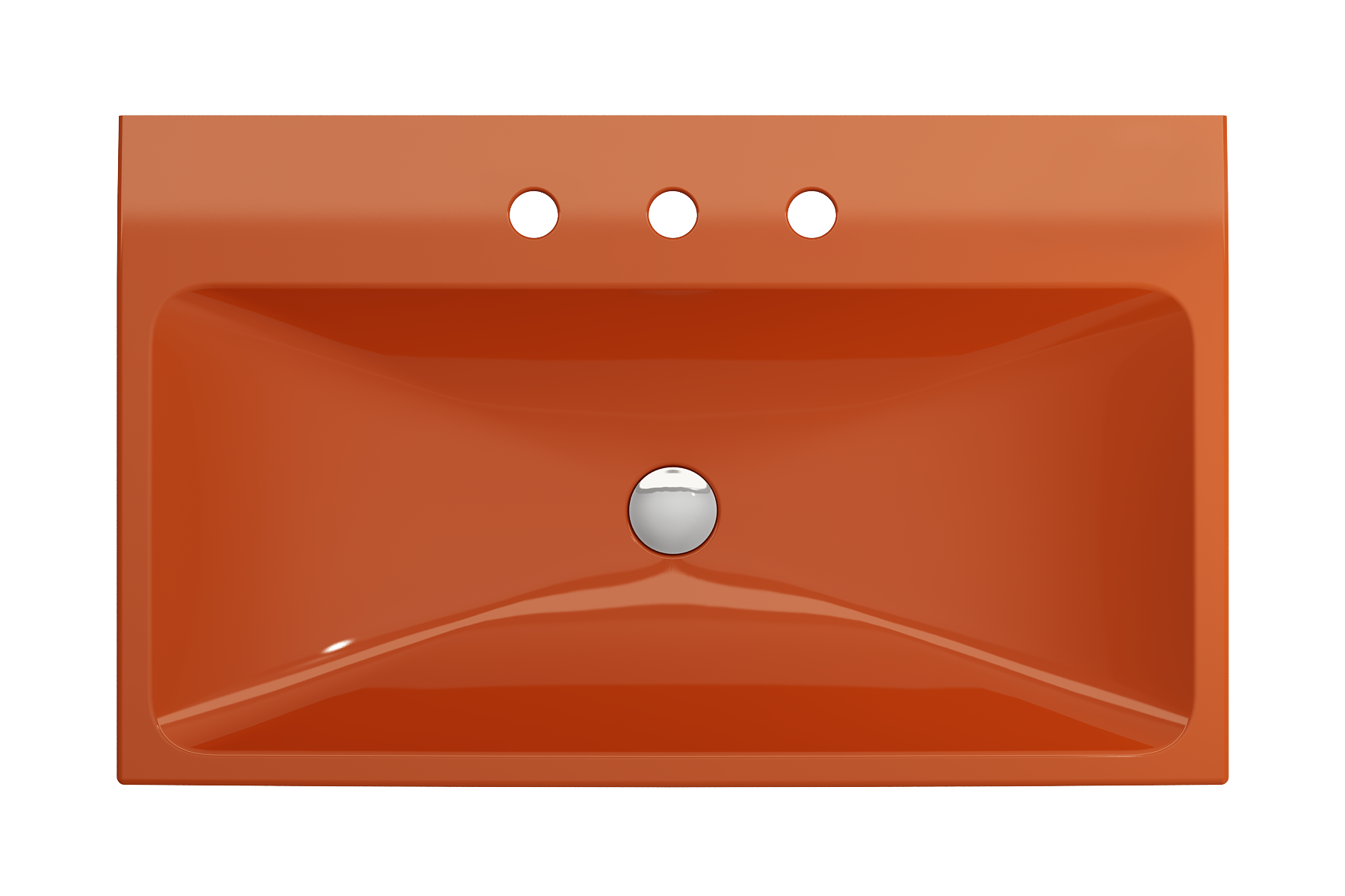 BOCCHI Scala 32" Rectangle Wallmount Fireclay Bathroom Sink, Orange, 3 Faucet Hole, 1078-012-0127