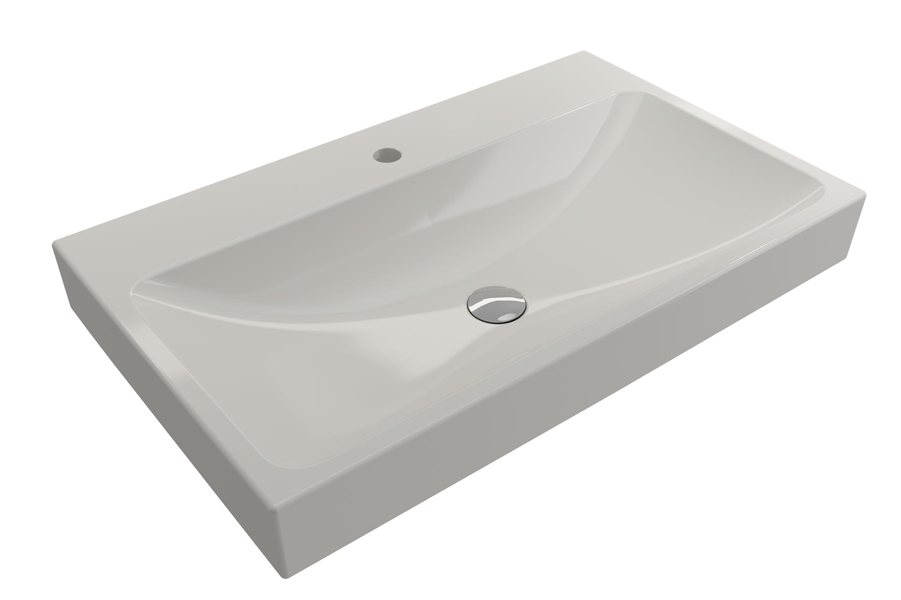 BOCCHI Scala 32" Rectangle Wallmount Fireclay Bathroom Sink, Biscuit, Single Faucet Hole, 1078-014-0126