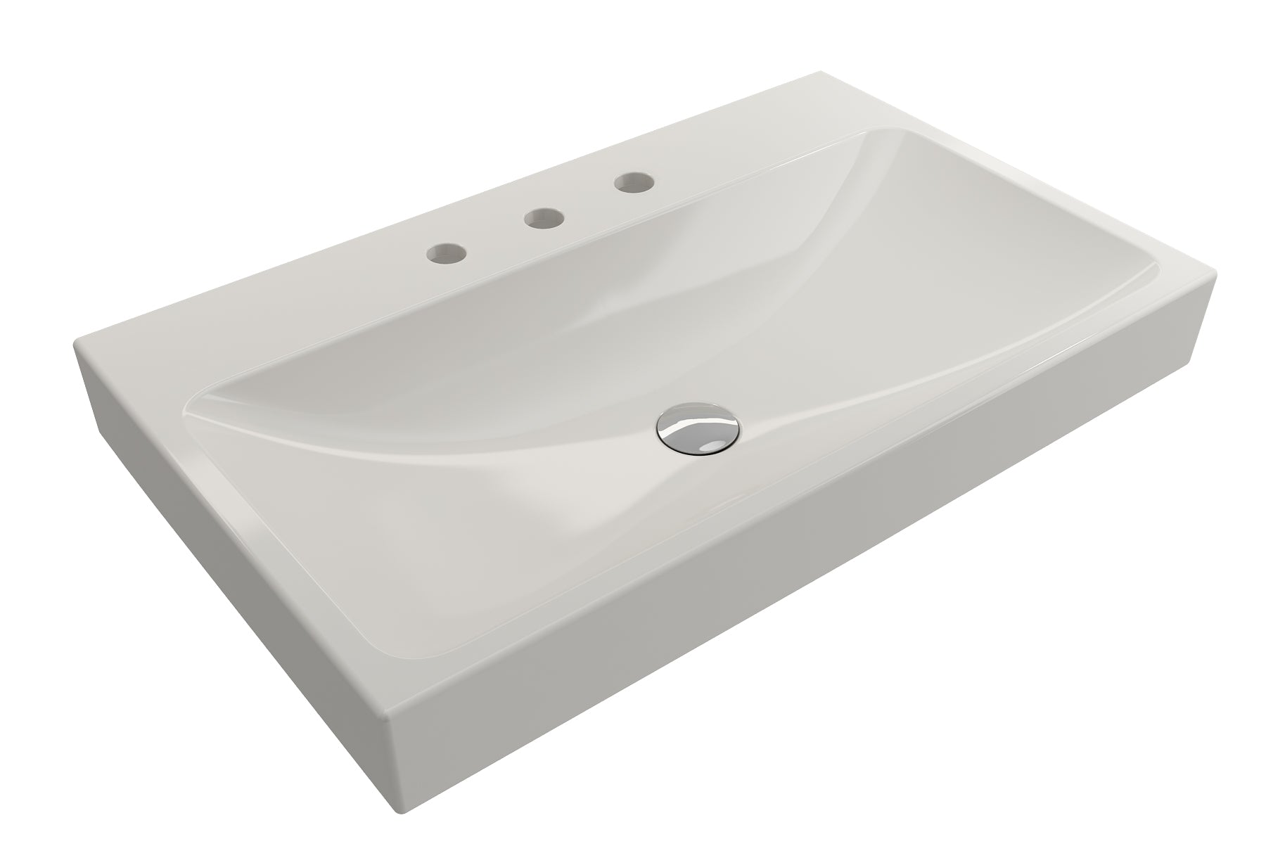 BOCCHI Scala 32" Rectangle Wallmount Fireclay Bathroom Sink, Biscuit, 3 Faucet Hole, 1078-014-0127