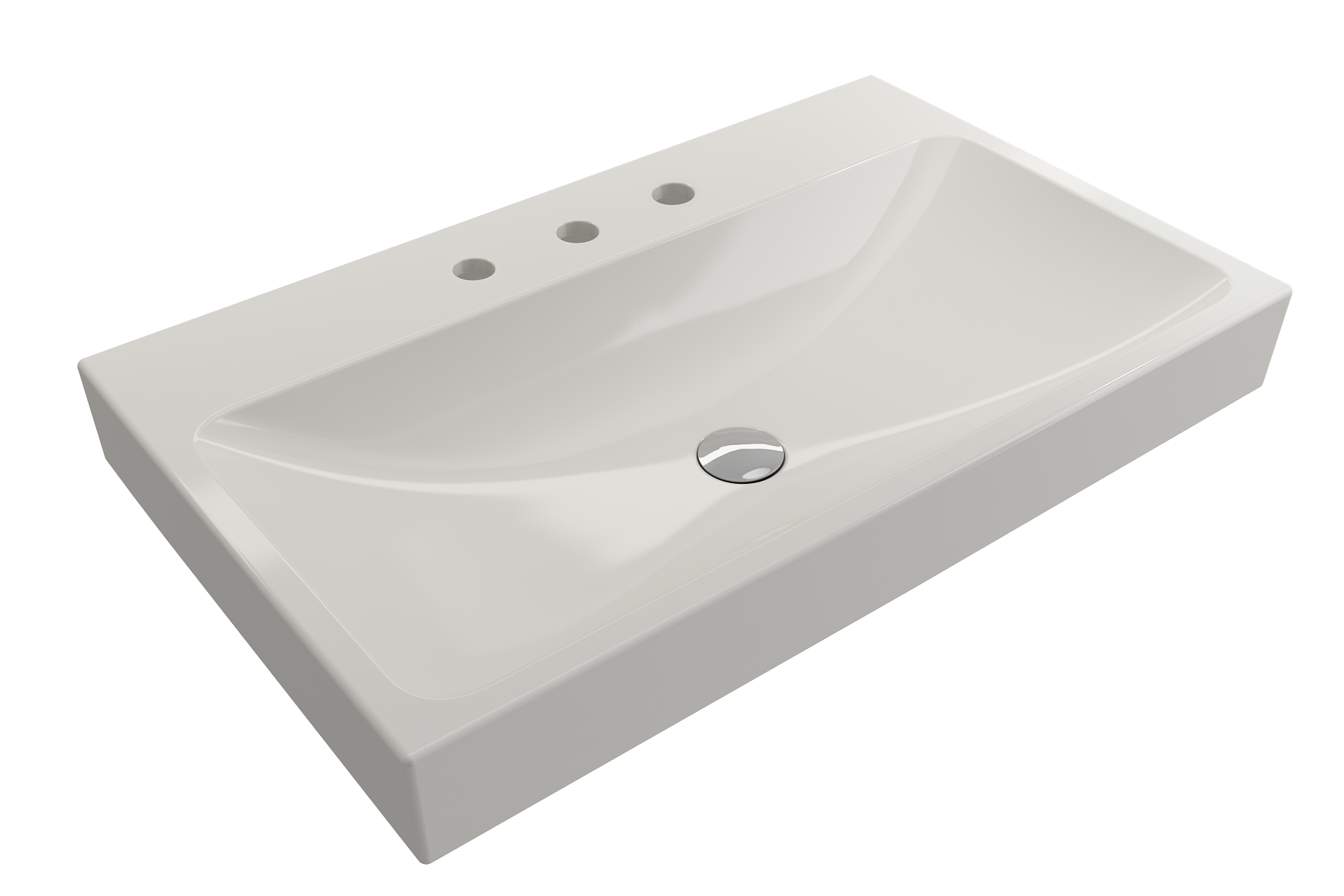 BOCCHI Scala 32" Rectangle Wallmount Fireclay Bathroom Sink, Biscuit, 3 Faucet Hole, 1078-014-0127