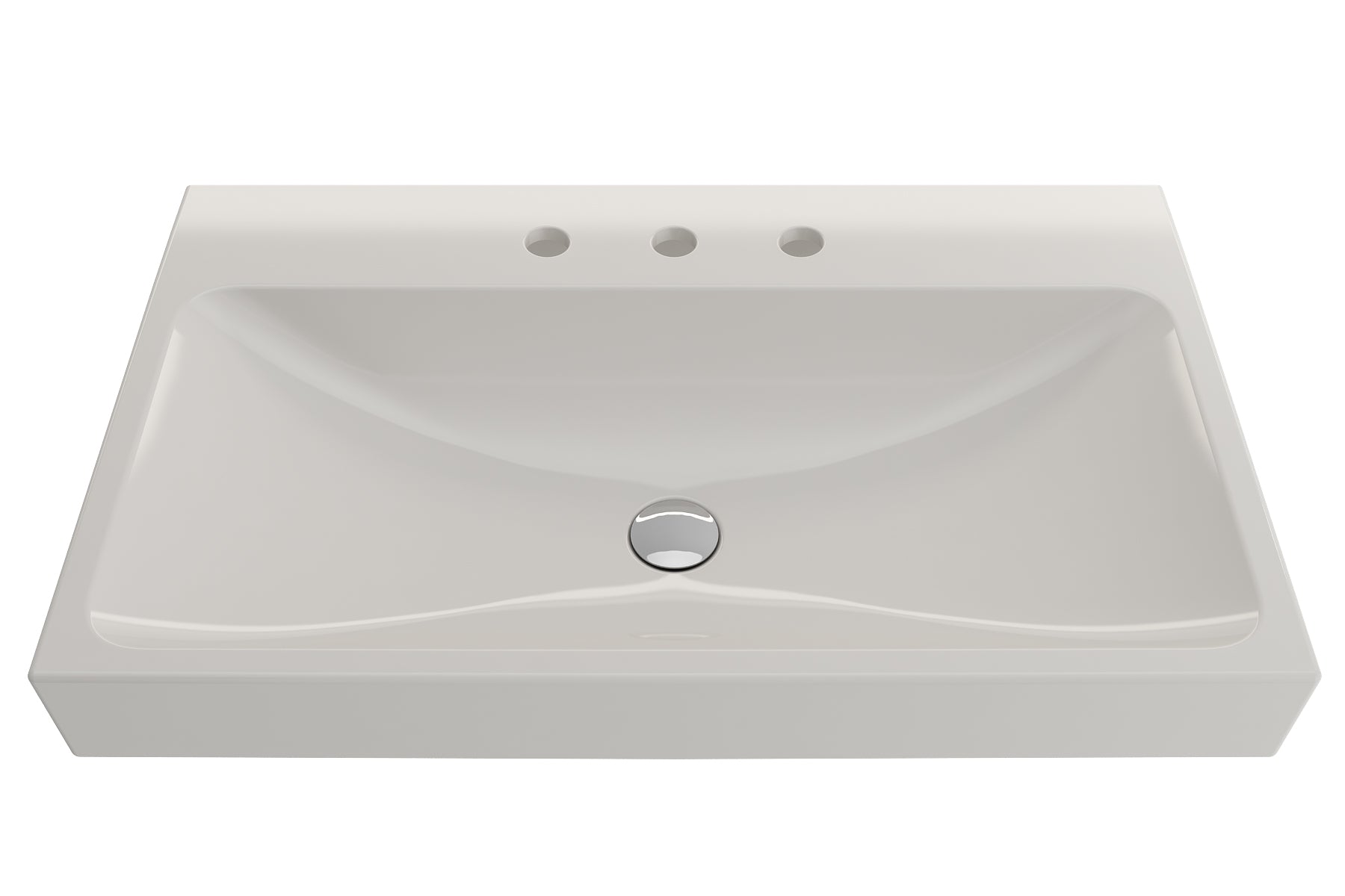 BOCCHI Scala 32" Rectangle Wallmount Fireclay Bathroom Sink, Biscuit, 3 Faucet Hole, 1078-014-0127
