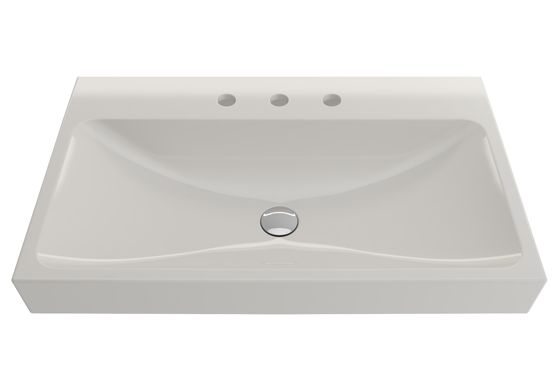 BOCCHI Scala 32" Rectangle Wallmount Fireclay Bathroom Sink, Biscuit, 3 Faucet Hole, 1078-014-0127