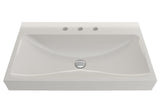 BOCCHI Scala 32" Rectangle Wallmount Fireclay Bathroom Sink, Biscuit, 3 Faucet Hole, 1078-014-0127