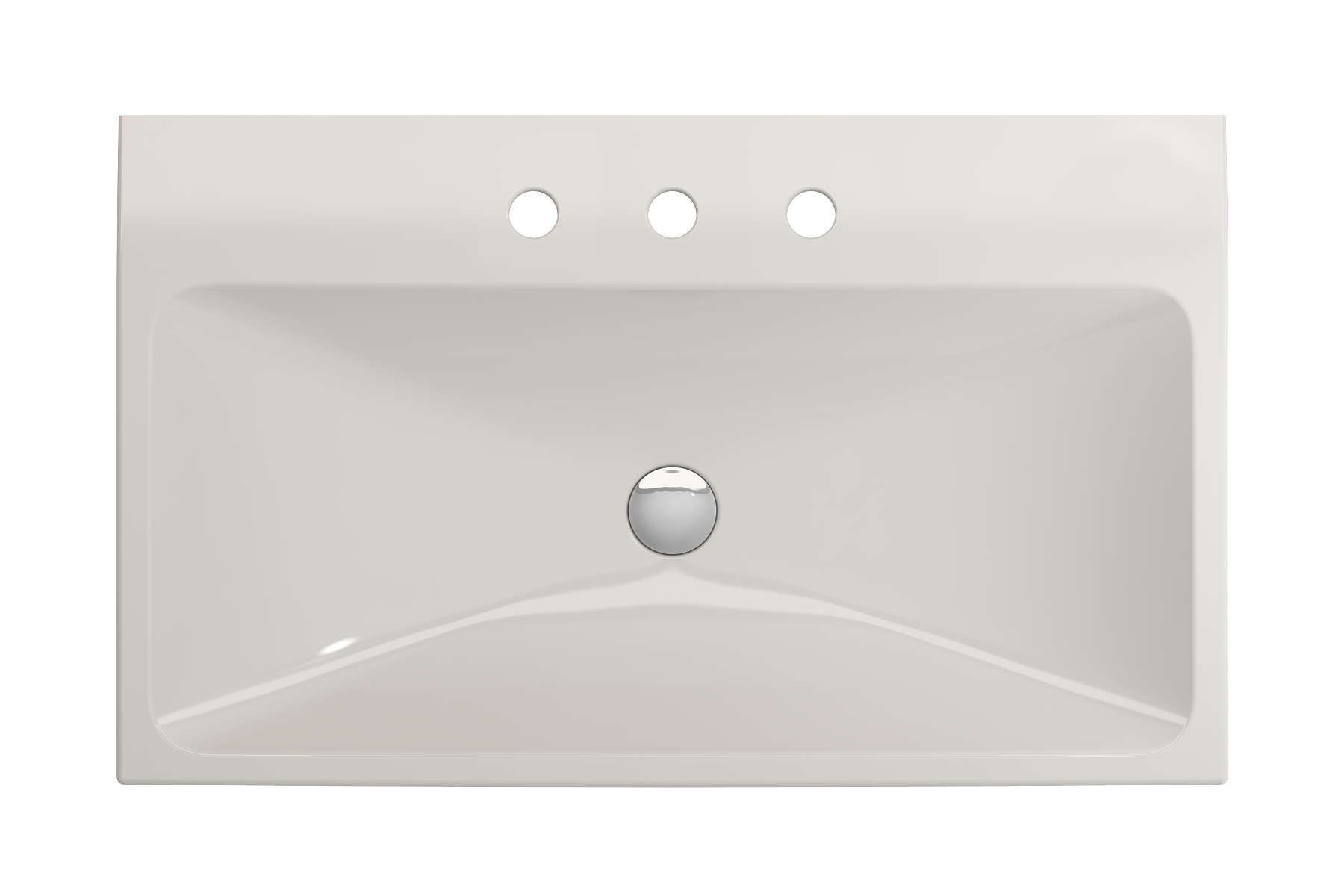 BOCCHI Scala 32" Rectangle Wallmount Fireclay Bathroom Sink, Biscuit, 3 Faucet Hole, 1078-014-0127