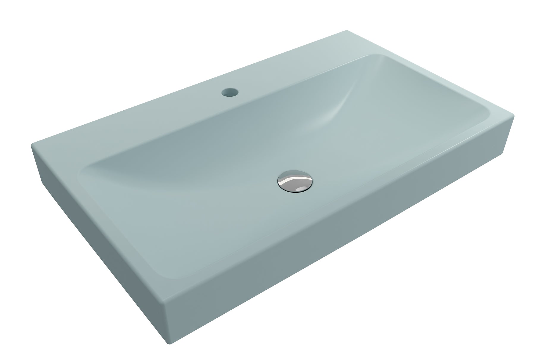 BOCCHI Scala 32" Rectangle Wallmount Fireclay Bathroom Sink, Matte Ice Blue, Single Faucet Hole, 1078-029-0126