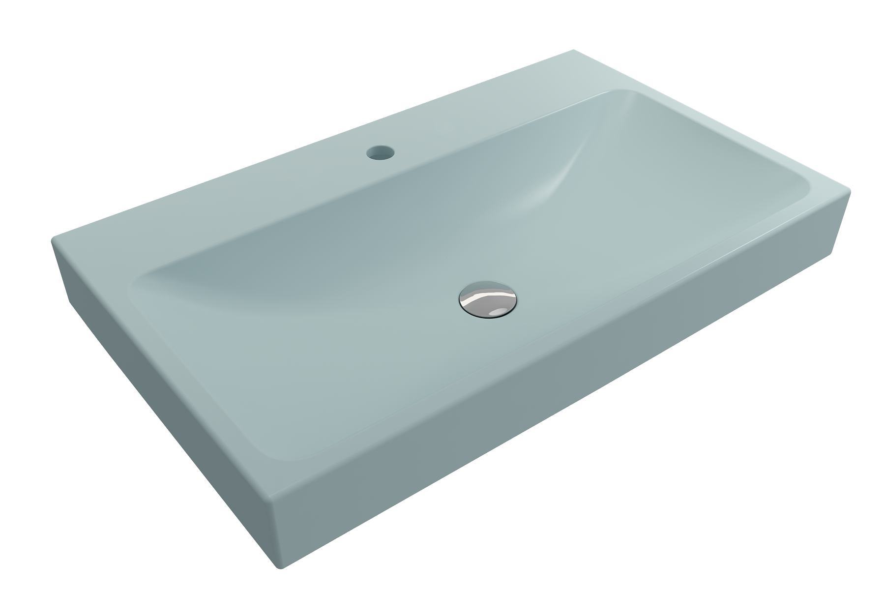 BOCCHI Scala 32" Rectangle Wallmount Fireclay Bathroom Sink, Matte Ice Blue, Single Faucet Hole, 1078-029-0126
