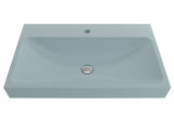 BOCCHI Scala 32" Rectangle Wallmount Fireclay Bathroom Sink, Matte Ice Blue, Single Faucet Hole, 1078-029-0126