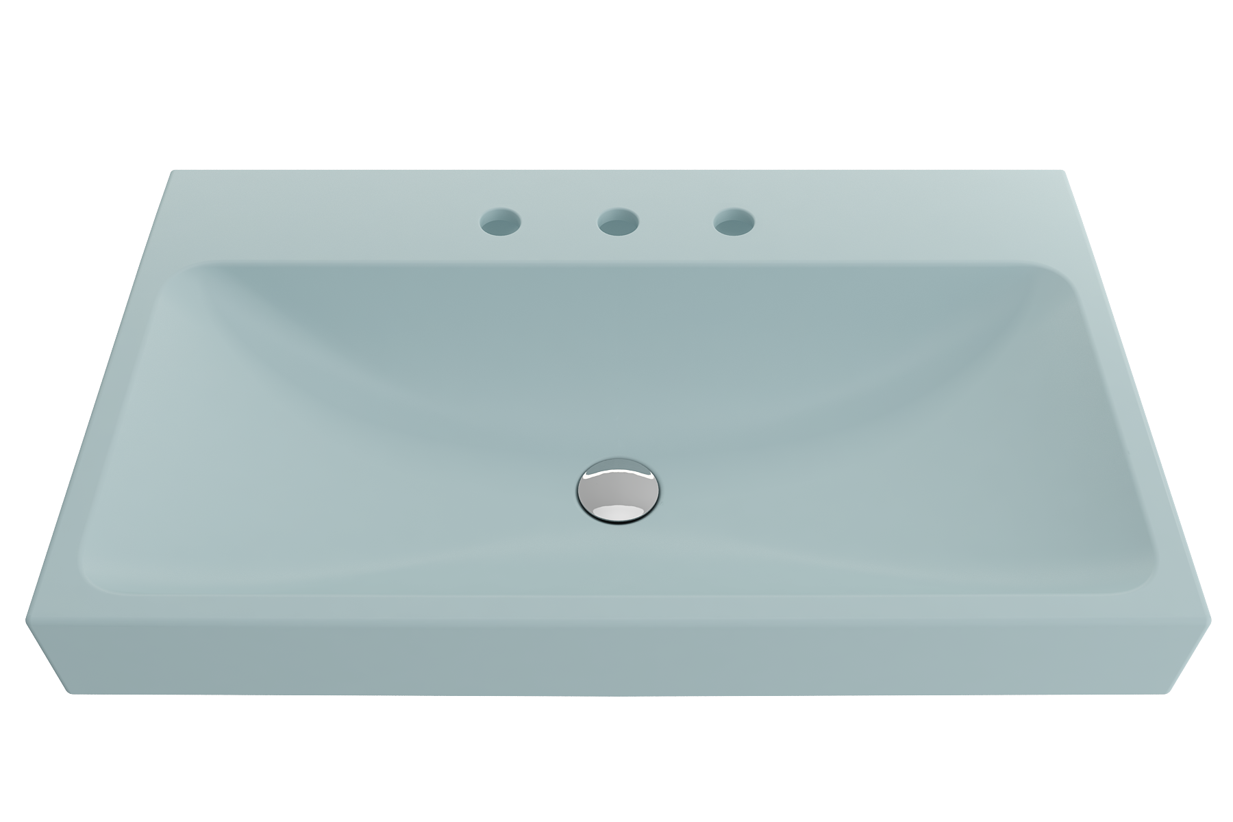 BOCCHI Scala 32" Rectangle Wallmount Fireclay Bathroom Sink, Matte Ice Blue, 3 Faucet Hole, 1078-029-0127