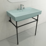 BOCCHI Scala 32" Rectangle Wallmount Fireclay Bathroom Sink, Matte Ice Blue, 3 Faucet Hole, 1078-029-0127