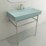BOCCHI Scala 32" Rectangle Wallmount Fireclay Bathroom Sink, Matte Ice Blue, 3 Faucet Hole, 1078-029-0127