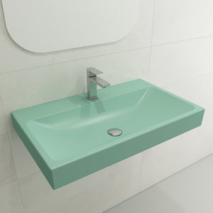 Alternate Image for BOCCHI Scala 32" Rectangle Wallmount Fireclay Bathroom Sink, Matte Mint Green, Single Faucet Hole, 1078-033-0126