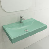 BOCCHI Scala 32" Rectangle Wallmount Fireclay Bathroom Sink, Matte Mint Green, Single Faucet Hole, 1078-033-0126