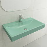 BOCCHI Scala 32" Rectangle Wallmount Fireclay Bathroom Sink, Matte Mint Green, Single Faucet Hole, 1078-033-0126