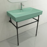BOCCHI Scala 32" Rectangle Wallmount Fireclay Bathroom Sink, Matte Mint Green, Single Faucet Hole, 1078-033-0126