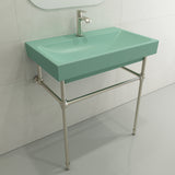 BOCCHI Scala 32" Rectangle Wallmount Fireclay Bathroom Sink, Matte Mint Green, Single Faucet Hole, 1078-033-0126