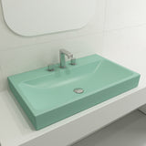 BOCCHI Scala 32" Rectangle Wallmount Fireclay Bathroom Sink, Matte Mint Green, 3 Faucet Hole, 1078-033-0127