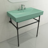 BOCCHI Scala 32" Rectangle Wallmount Fireclay Bathroom Sink, Matte Mint Green, 3 Faucet Hole, 1078-033-0127