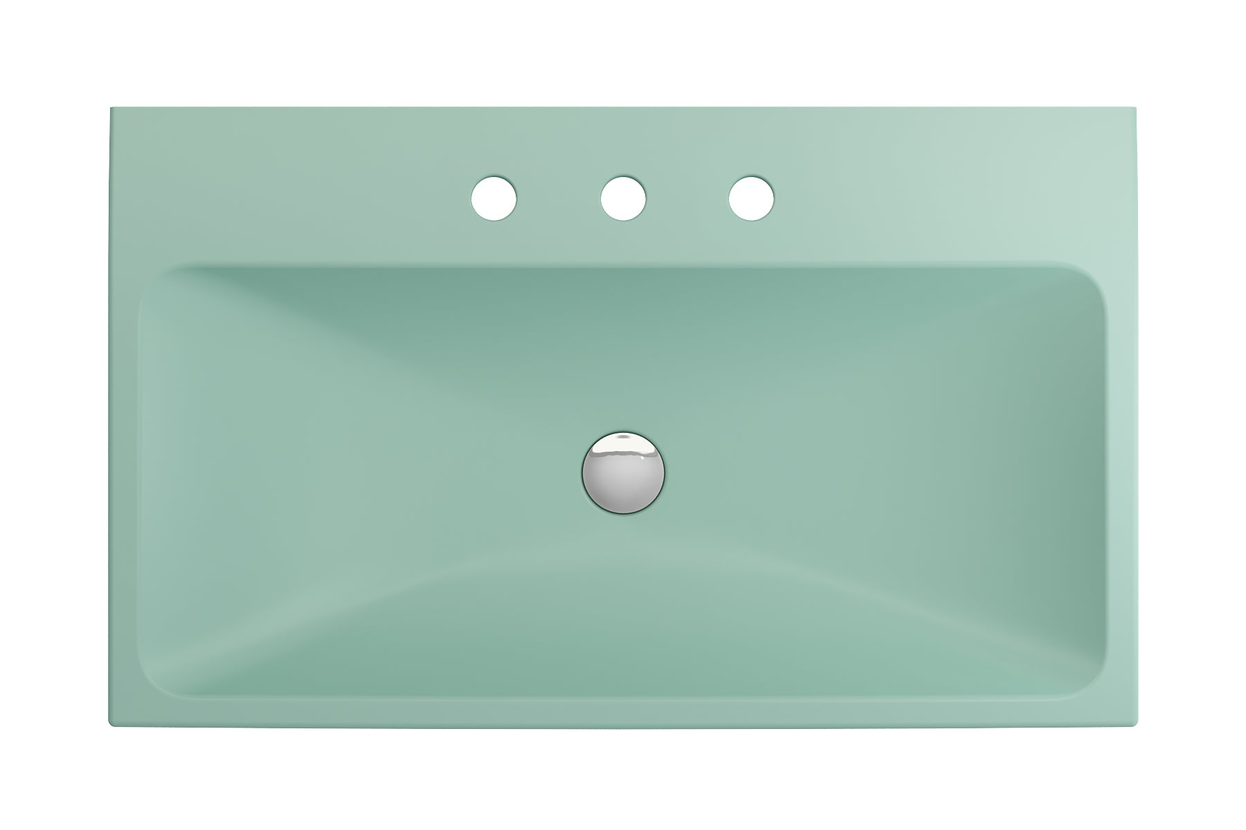 BOCCHI Scala 32" Rectangle Wallmount Fireclay Bathroom Sink, Matte Mint Green, 3 Faucet Hole, 1078-033-0127