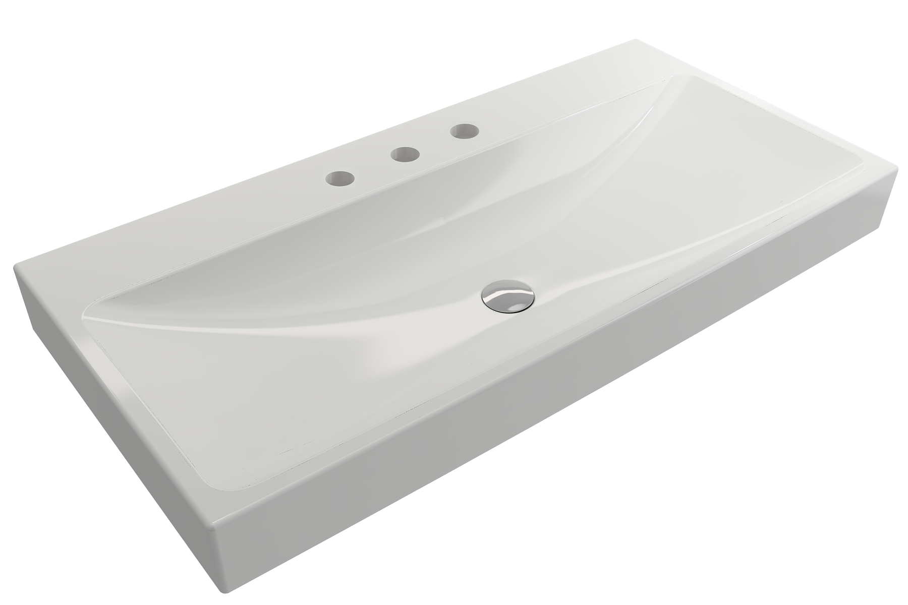 BOCCHI Scala 40" Rectangle Wallmount Fireclay Bathroom Sink, White, 3 Faucet Hole, 1079-001-0127