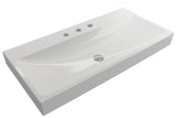 BOCCHI Scala 40" Rectangle Wallmount Fireclay Bathroom Sink, White, 3 Faucet Hole, 1079-001-0127