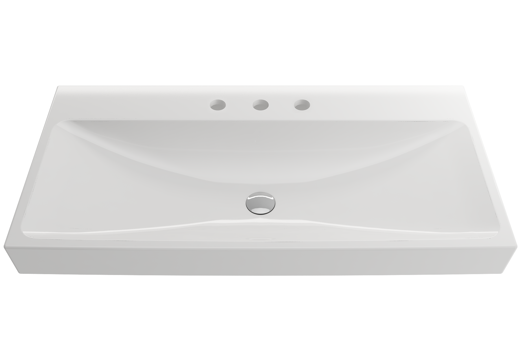 BOCCHI Scala 40" Rectangle Wallmount Fireclay Bathroom Sink, White, 3 Faucet Hole, 1079-001-0127