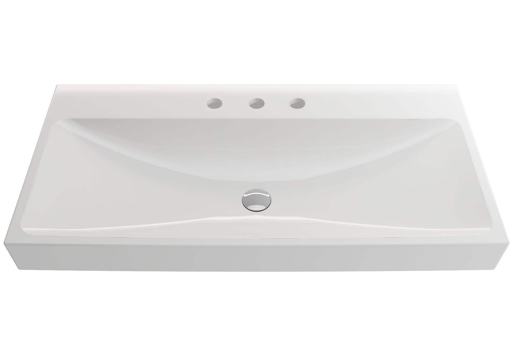 BOCCHI Scala 40" Rectangle Wallmount Fireclay Bathroom Sink, White, 3 Faucet Hole, 1079-001-0127