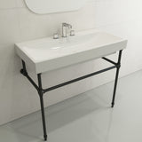 BOCCHI Scala 40" Rectangle Wallmount Fireclay Bathroom Sink, White, 3 Faucet Hole, 1079-001-0127