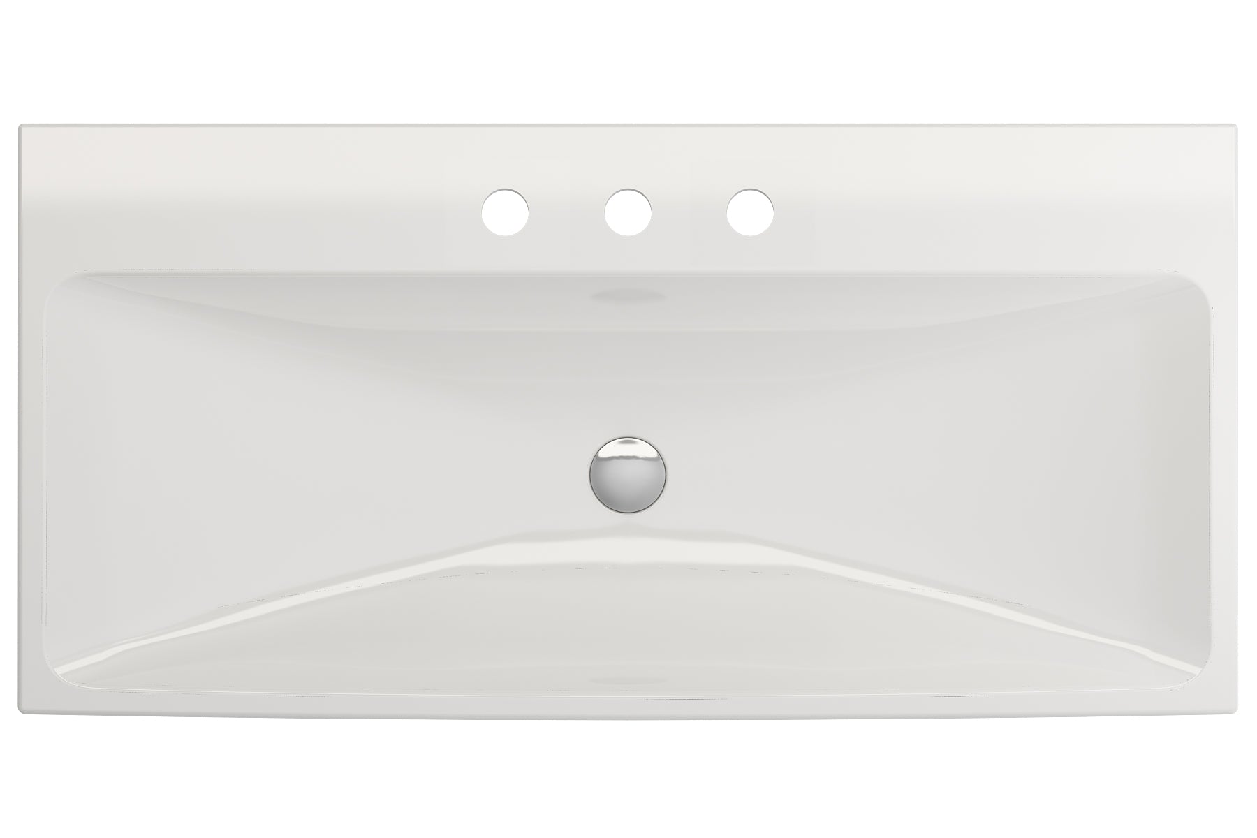 BOCCHI Scala 40" Rectangle Wallmount Fireclay Bathroom Sink, White, 3 Faucet Hole, 1079-001-0127