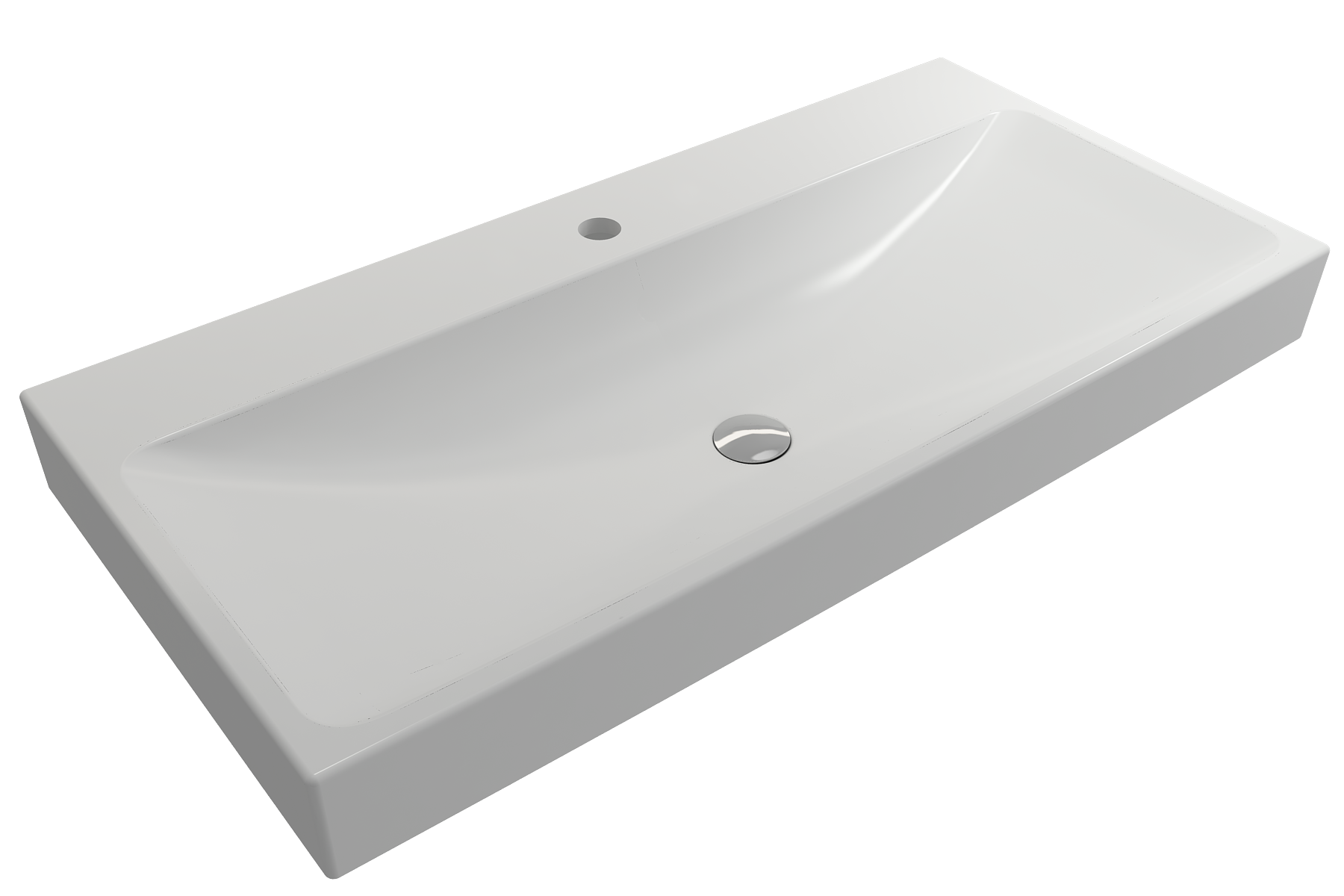 BOCCHI Scala 40" Rectangle Wallmount Fireclay Bathroom Sink, Matte White, Single Faucet Hole, 1079-002-0126