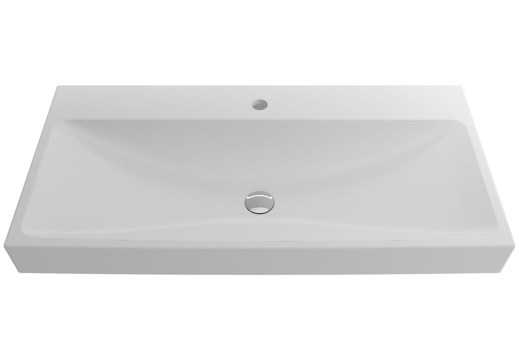 BOCCHI Scala 40" Rectangle Wallmount Fireclay Bathroom Sink, Matte White, Single Faucet Hole, 1079-002-0126