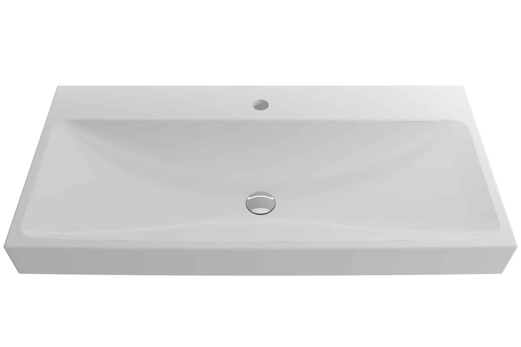 BOCCHI Scala 40" Rectangle Wallmount Fireclay Bathroom Sink, Matte White, Single Faucet Hole, 1079-002-0126