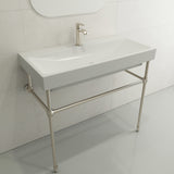 BOCCHI Scala 40" Rectangle Wallmount Fireclay Bathroom Sink, Matte White, Single Faucet Hole, 1079-002-0126