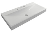 BOCCHI Scala 40" Rectangle Wallmount Fireclay Bathroom Sink, Matte White, 3 Faucet Hole, 1079-002-0127