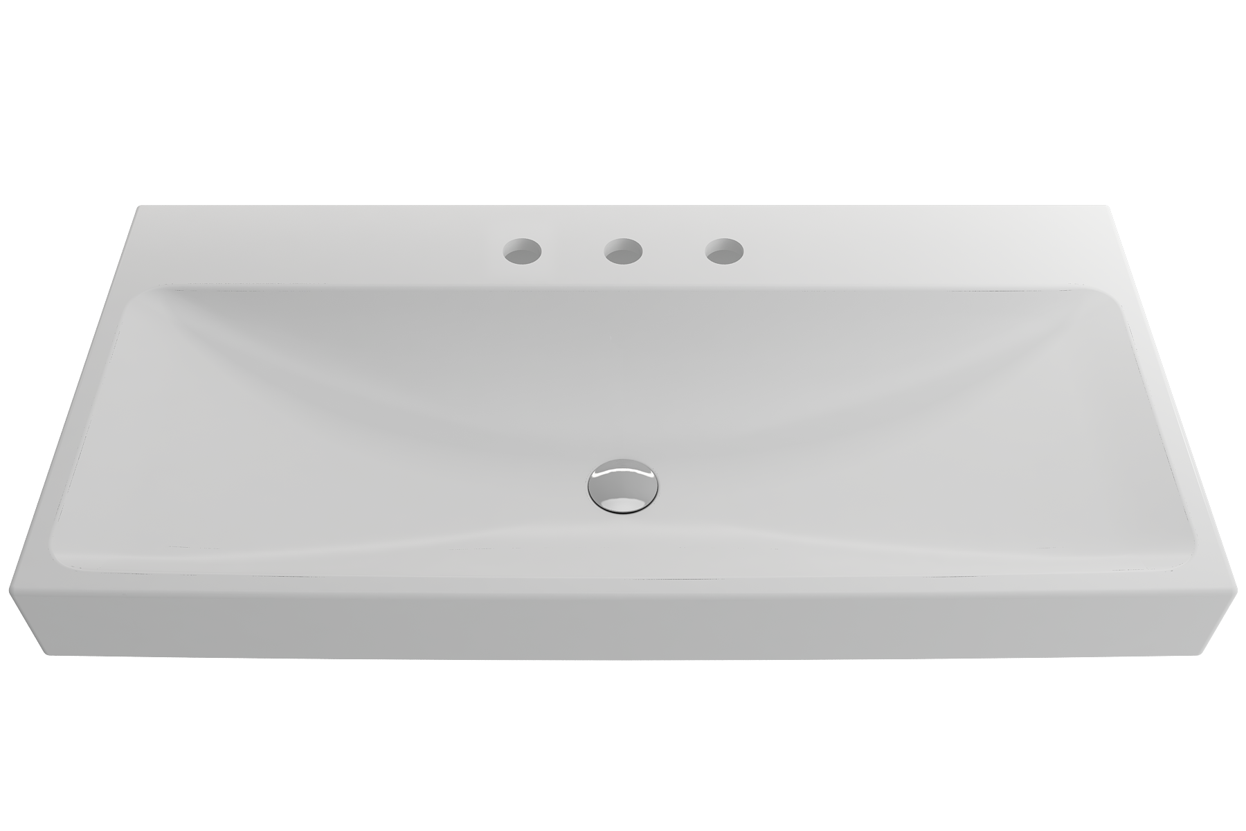 BOCCHI Scala 40" Rectangle Wallmount Fireclay Bathroom Sink, Matte White, 3 Faucet Hole, 1079-002-0127