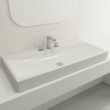 BOCCHI Scala 40" Rectangle Wallmount Fireclay Bathroom Sink, Matte White, 3 Faucet Hole, 1079-002-0127
