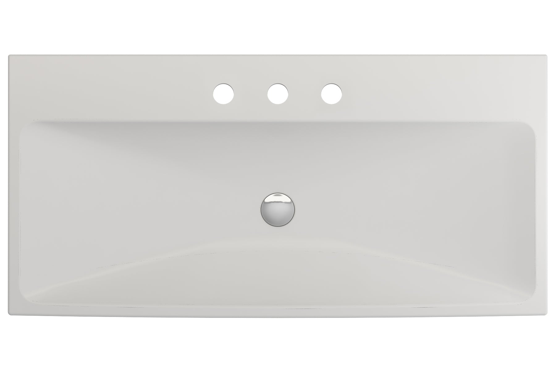 BOCCHI Scala 40" Rectangle Wallmount Fireclay Bathroom Sink, Matte White, 3 Faucet Hole, 1079-002-0127