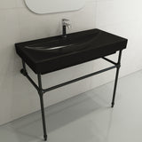 BOCCHI Scala 40" Rectangle Wallmount Fireclay Bathroom Sink, Matte Black, Single Faucet Hole, 1079-004-0126