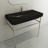 BOCCHI Scala 40" Rectangle Wallmount Fireclay Bathroom Sink, Matte Black, Single Faucet Hole, 1079-004-0126