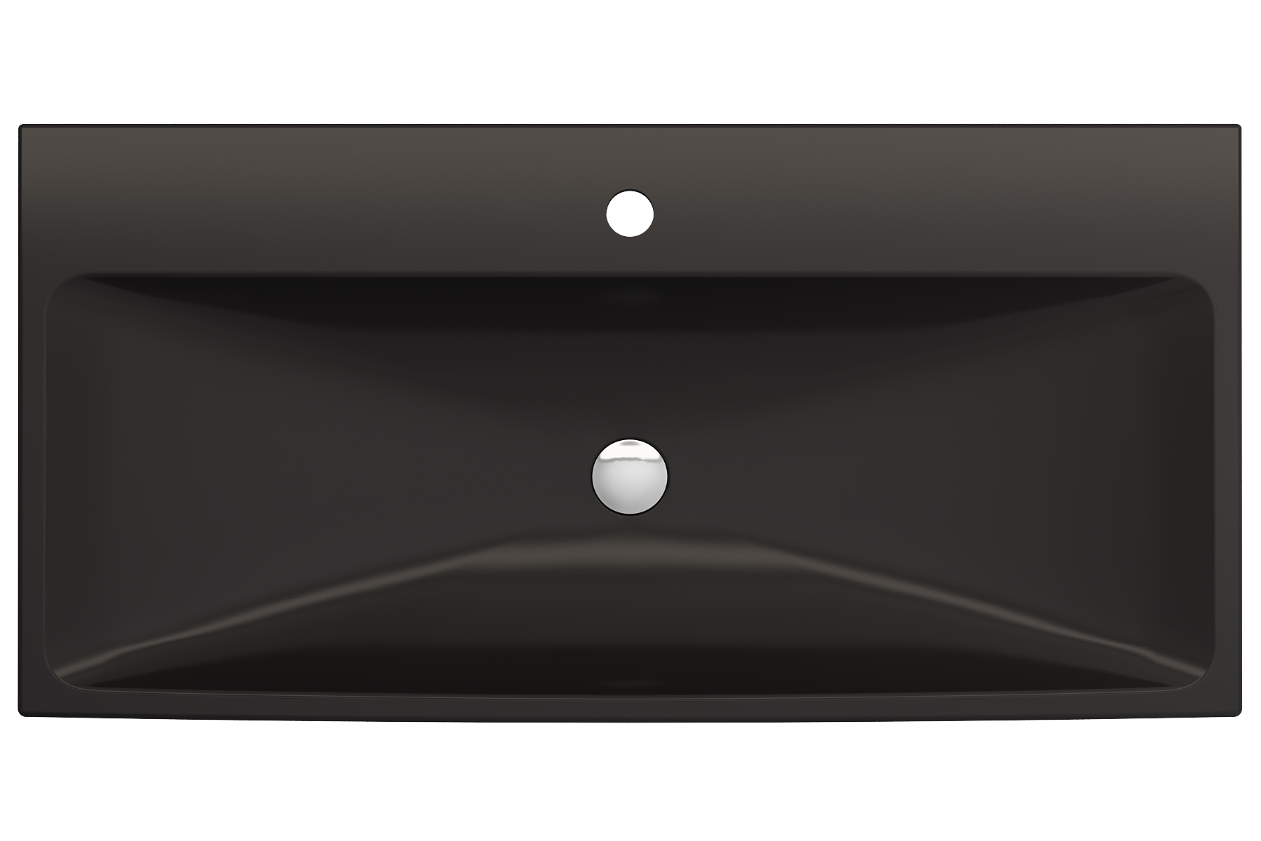 BOCCHI Scala 40" Rectangle Wallmount Fireclay Bathroom Sink, Matte Black, Single Faucet Hole, 1079-004-0126