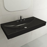 BOCCHI Scala 40" Rectangle Wallmount Fireclay Bathroom Sink, Matte Black, 3 Faucet Hole, 1079-004-0127