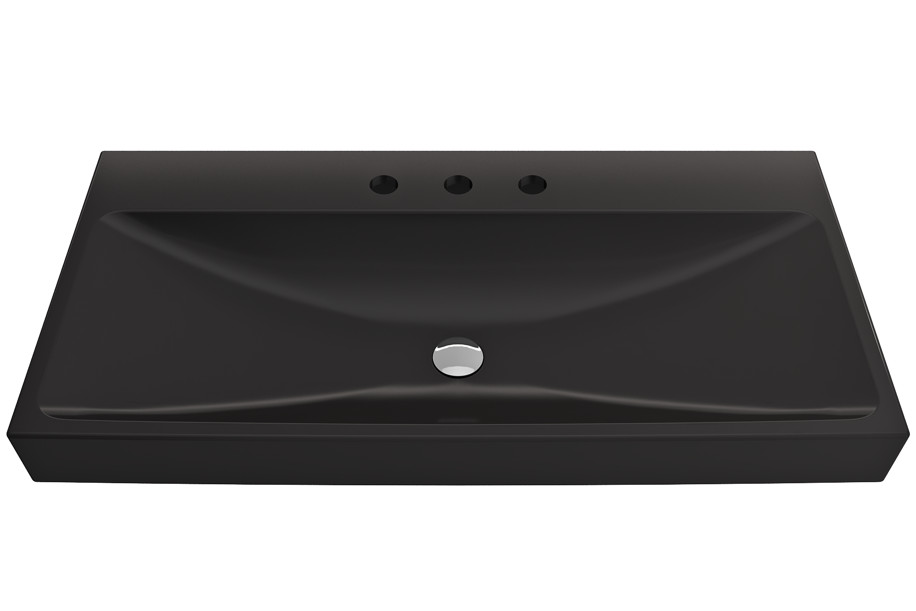 BOCCHI Scala 40" Rectangle Wallmount Fireclay Bathroom Sink, Matte Black, 3 Faucet Hole, 1079-004-0127