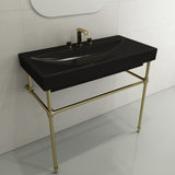 BOCCHI Scala 40" Rectangle Wallmount Fireclay Bathroom Sink, Matte Black, 3 Faucet Hole, 1079-004-0127