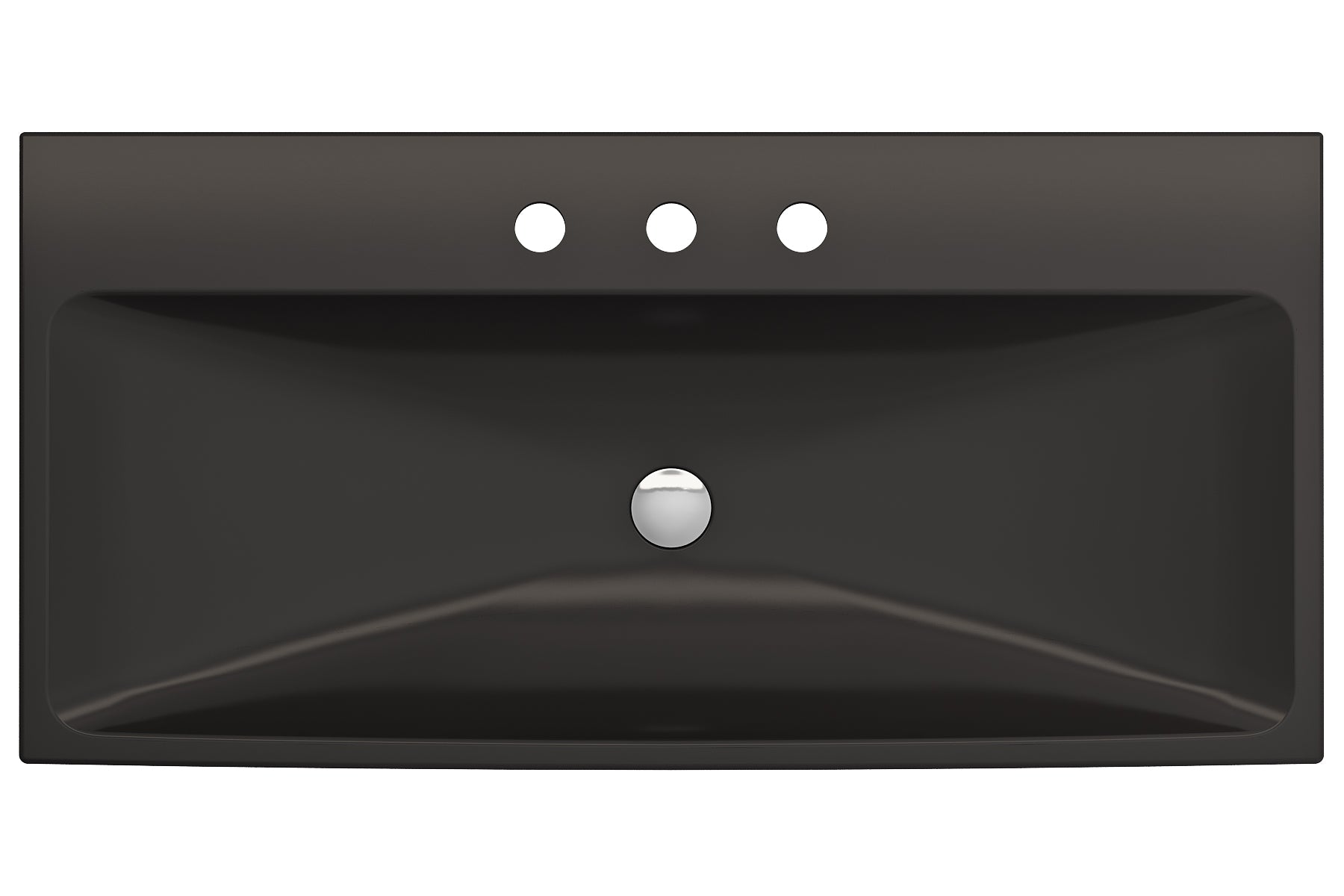 BOCCHI Scala 40" Rectangle Wallmount Fireclay Bathroom Sink, Matte Black, 3 Faucet Hole, 1079-004-0127