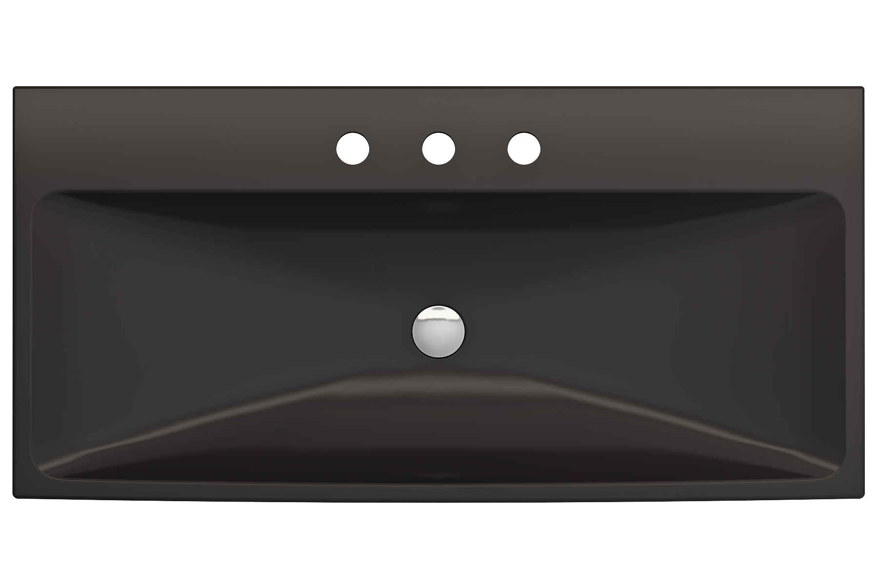 BOCCHI Scala 40" Rectangle Wallmount Fireclay Bathroom Sink, Matte Black, 3 Faucet Hole, 1079-004-0127