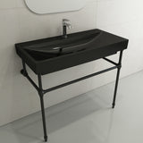 BOCCHI Scala 40" Rectangle Wallmount Fireclay Bathroom Sink, Black, Single Faucet Hole, 1079-005-0126